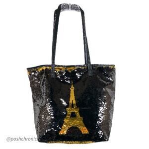 Sequin Eiffel Tower Paris Tote Bag Glam Travel